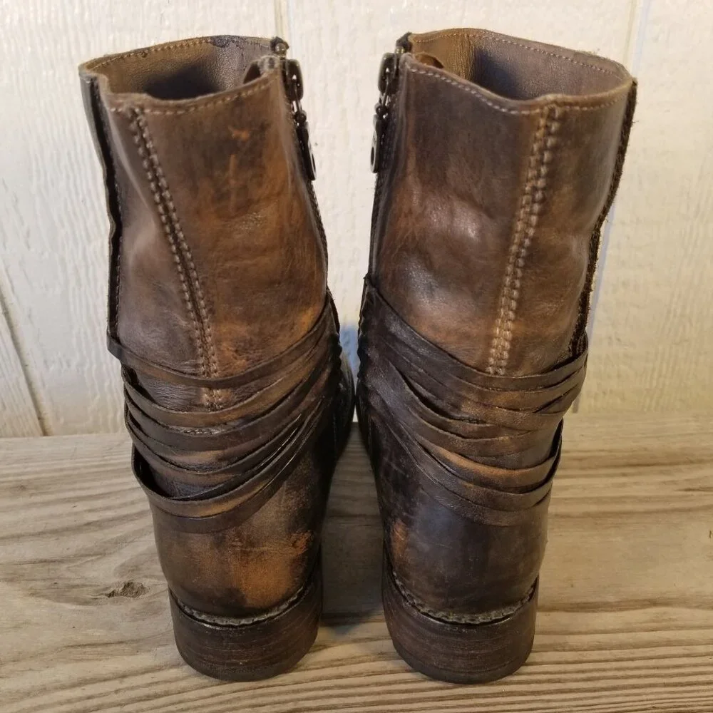 Bed|Stü Cobbler Series Teak Rampton Womens Leather 8in Side Zip Boots 6 B